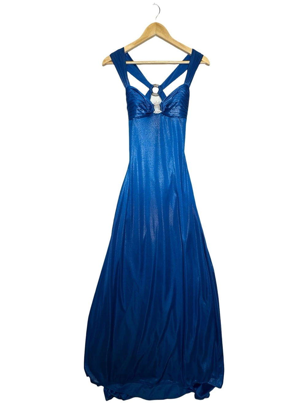 HAILEY LOGAN by ADRIANNA PAPELL Royal Blue Metallic Maxi Gown Size 1/2